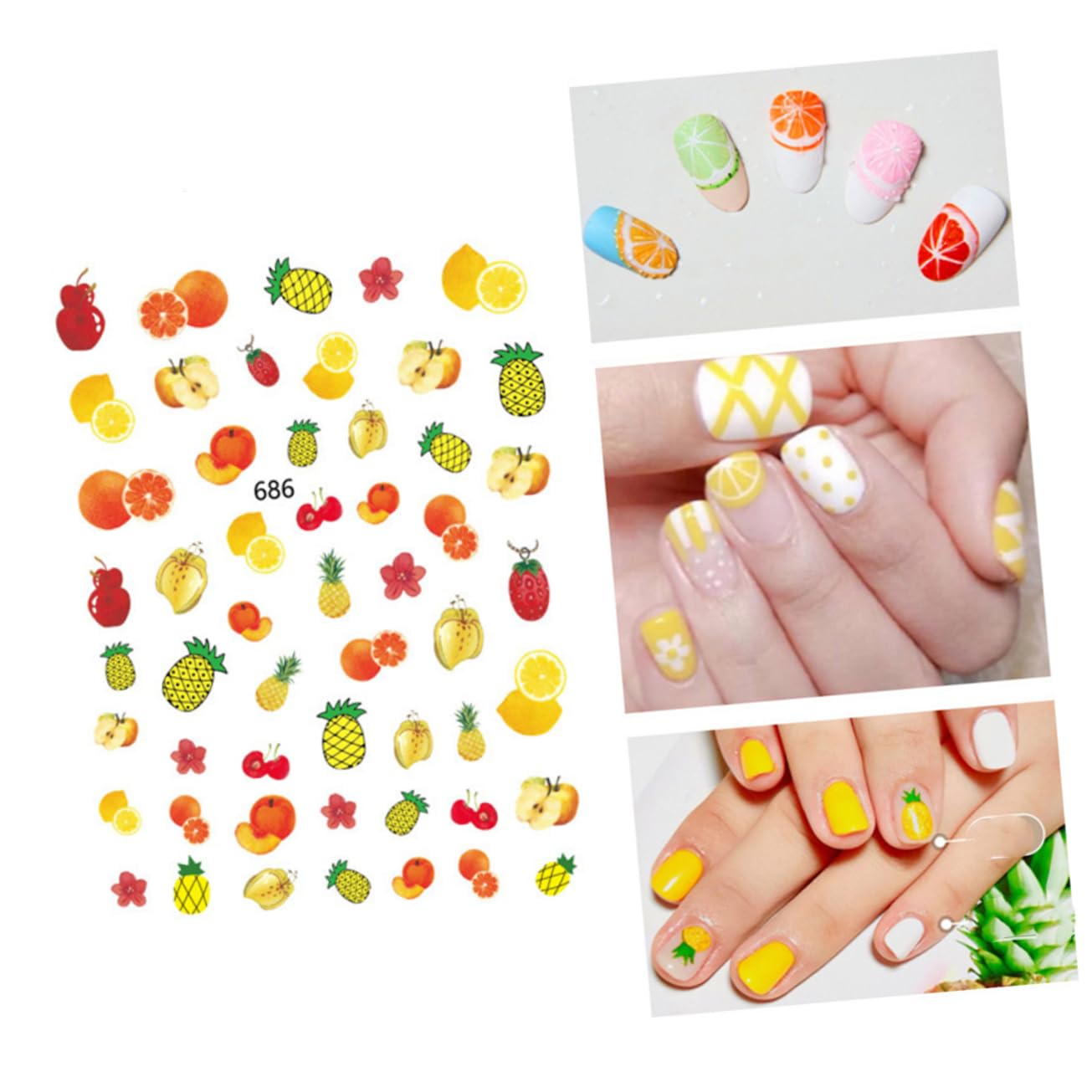 Beavorty 36hojas Páginas De Calcomanías De Uñas De Diseño De Frutas Stickers De De Uñas De Cereza y Decoración De Manicura Para Mujeres y Aleatorio