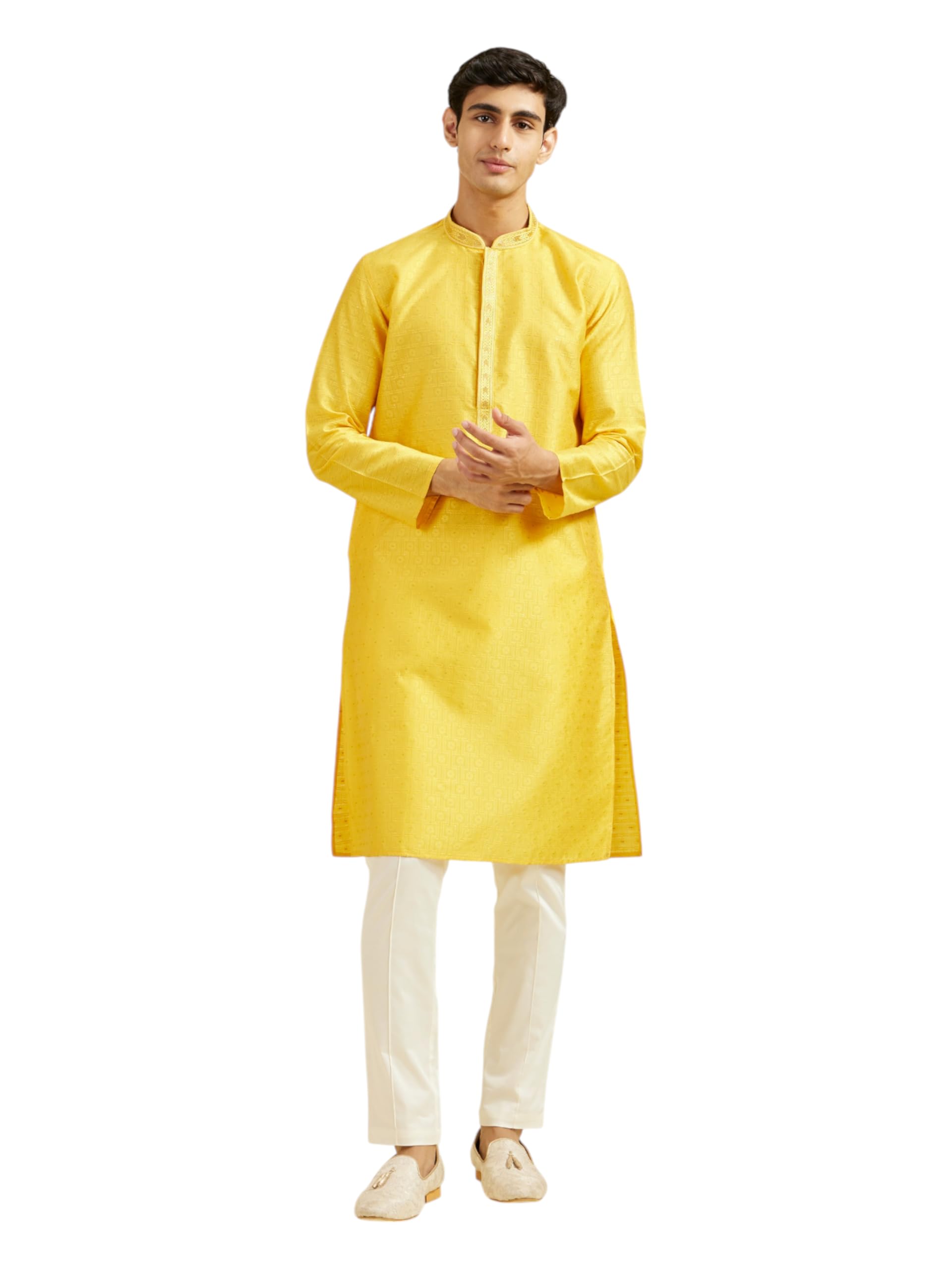 Men's Art Silk Thread Work Kurta Set (2pcs)-image-30