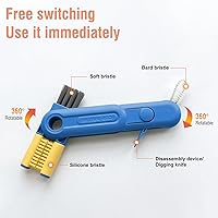 Vista 4 de Juego de cepillos de botella 5 en 1 para limpiar botellas multiusos, cepillo limpiador de huecos de botellas, cepillo de limpieza de tapas de tazas