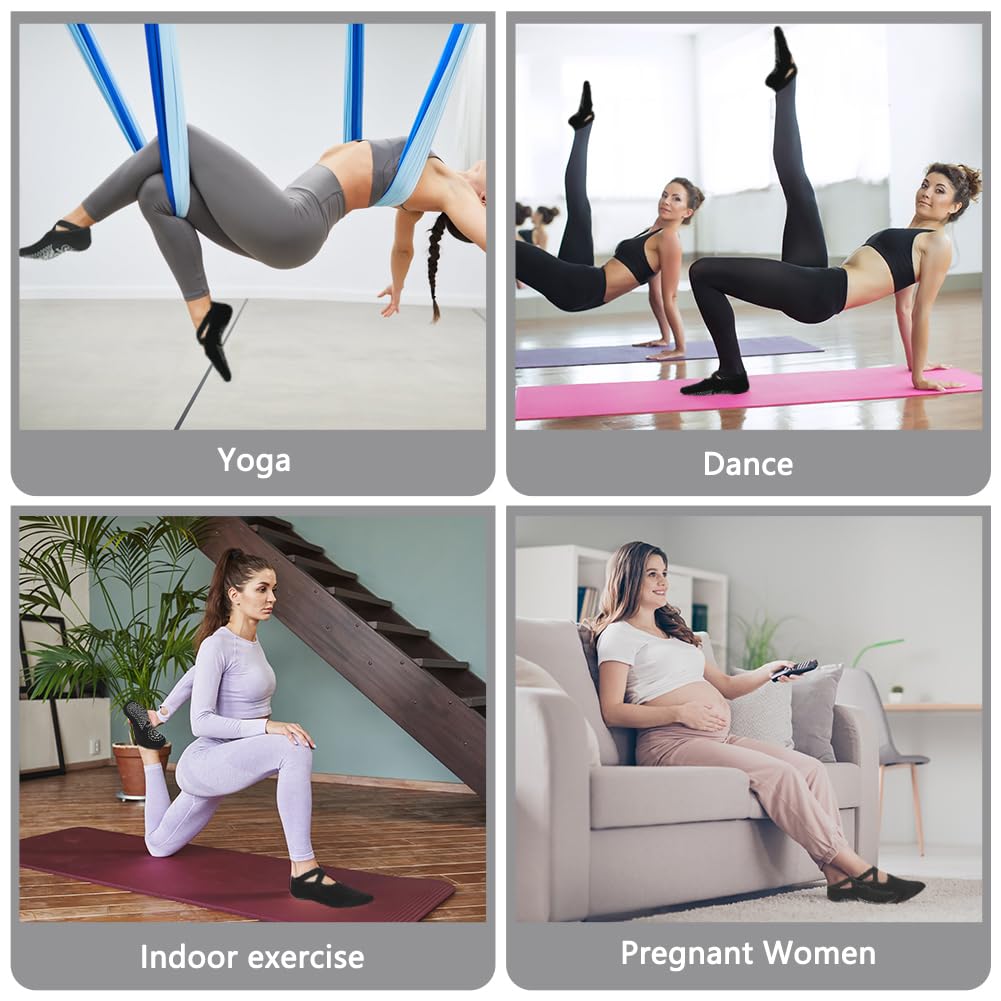 flintronic Calzini Antiscivolo Yoga Donna, Antiscivolo Calze Donna, Calze Yoga, Calzini Pilates Sportivi con Cinturino per Yoga, Pilates, Balletto, Danza, Ballo a Piedi Nudi, Fitness
