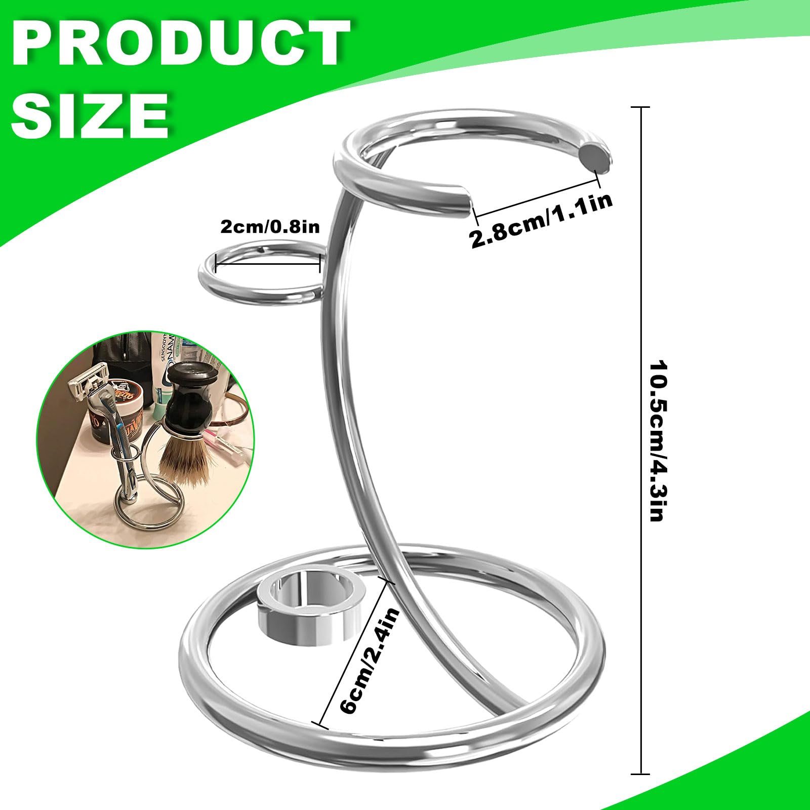 Aatpuss Supporto Per Pennello da Barba, Supporto da Barba In Acciaio Inox Per Uomo, Supporto Portatile Per Rasoio e Pennello, Supporto Per Pennello da Barba In Acciaio Inox Adatto Per Regali da Uomo
