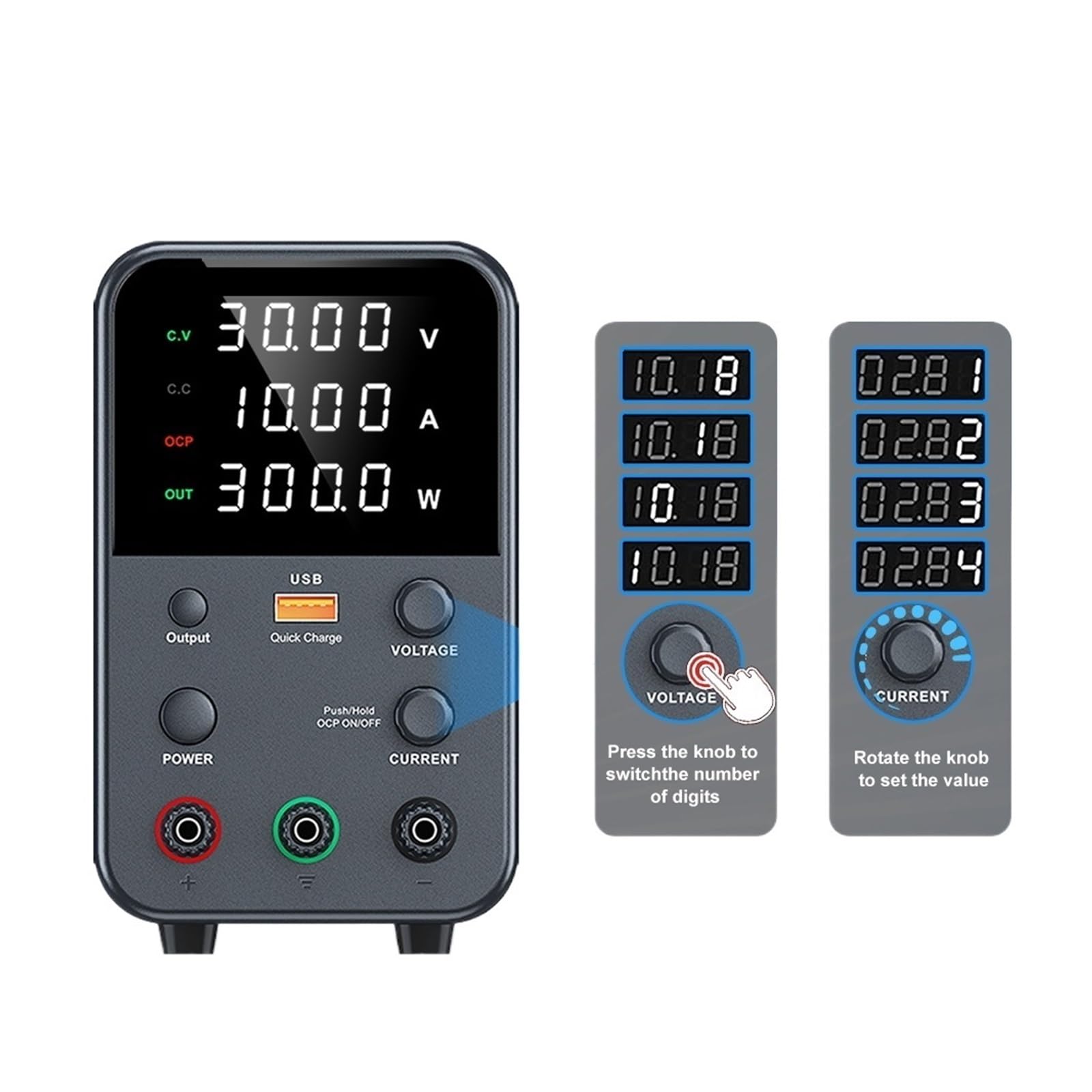 alimentación CC digital Fuente de alimentación de CC ajustable 30 V 10 A 60 V 5 A Fuente de alimentación de banco de laboratorio Alarma de cortocircuito OCP Salida de una tecla(TPS605 60V 5A)