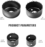 Vista 4 de Luckyway Juego de sierra perforadora de 5 piezas, sierra de agujero de 1-1/4 a 2-1/8 pulgadas con mandril de sierra de agujero para madera