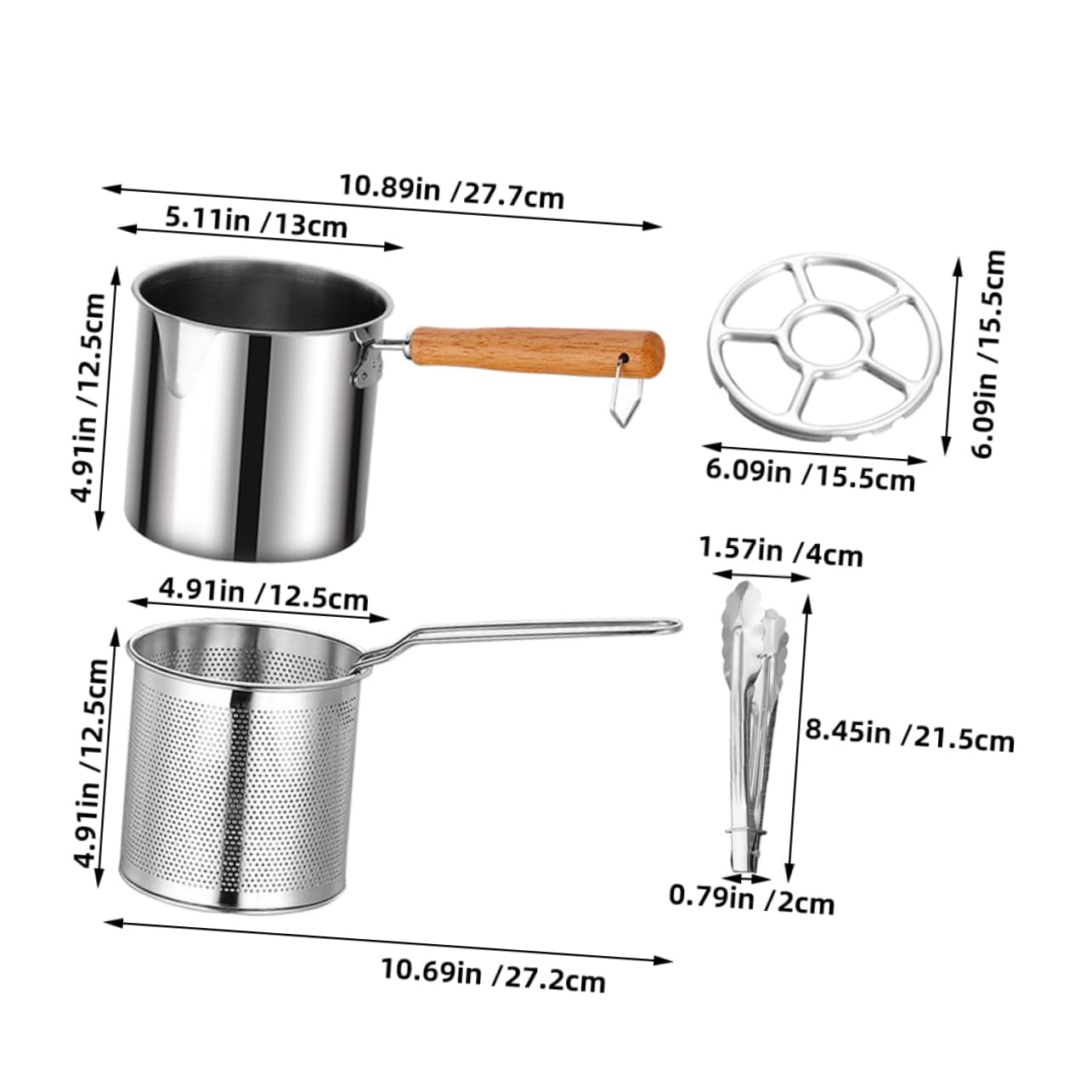 HAKIDZEL 1 Set Stainless Steel Deep Fryer for Tempura and Fries Deep Pot with Safe Handle Kitchen Cookware for Home Use