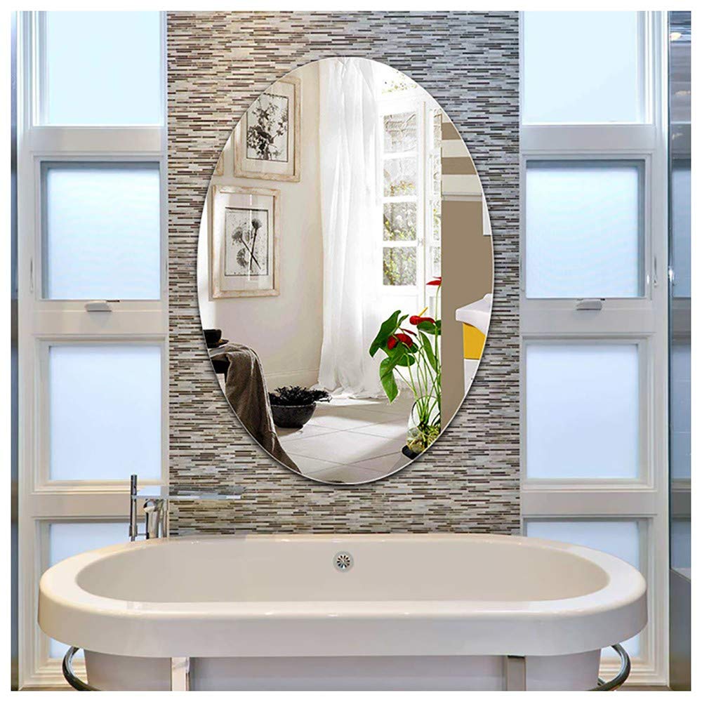 Buy YLXD Bathroom Wall ed Mirror, Oval Simple, Elegant Design, Frameless with Contemporary Bevel