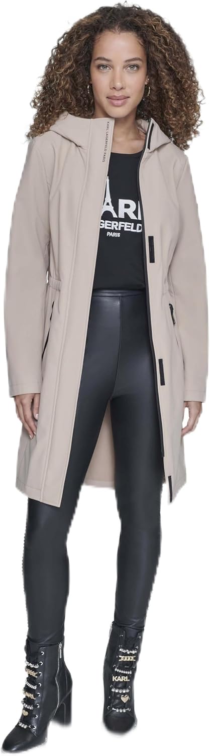 KARL LAGERFELD womens Bonded Tech Rain Wear Anorak