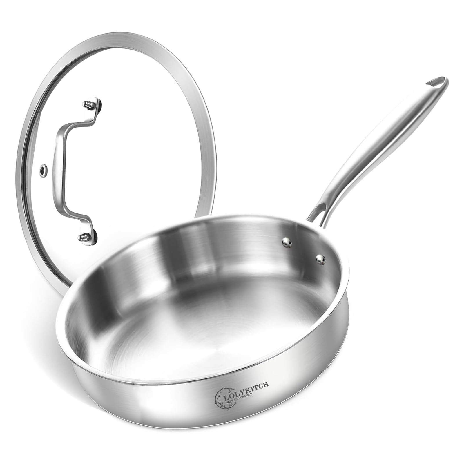 LOLYKITCH 6-Quart Frying Pan with Lid - 12 Inch -19