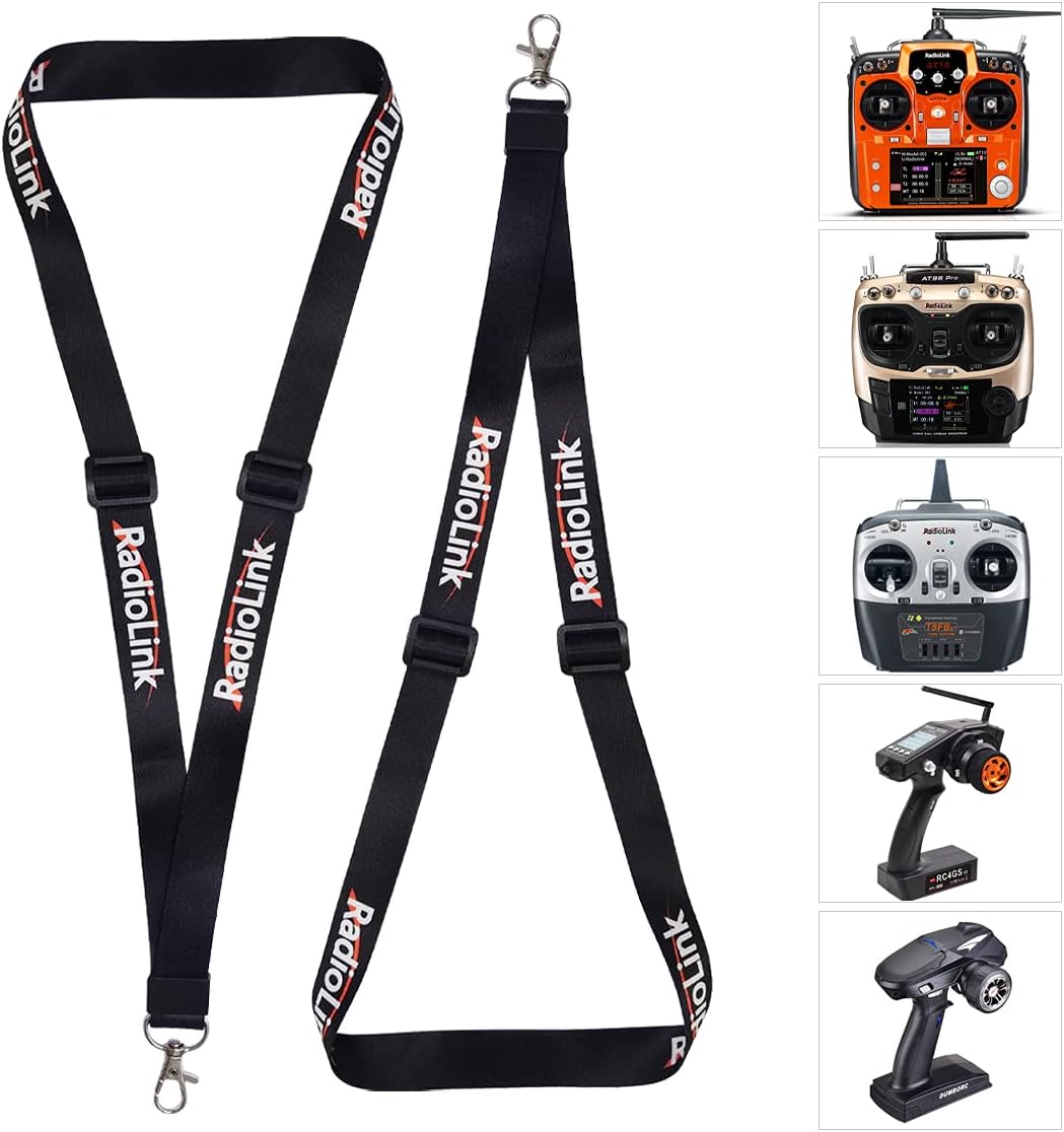 Radiolink Eighteenup 2 Pcs Adjustable Strap Lanyard for Universal RC Transmitter Neck Sling Belt Hook Mount Lanyard for DJI FPV Controller Accessories, Black, Small, Black, S