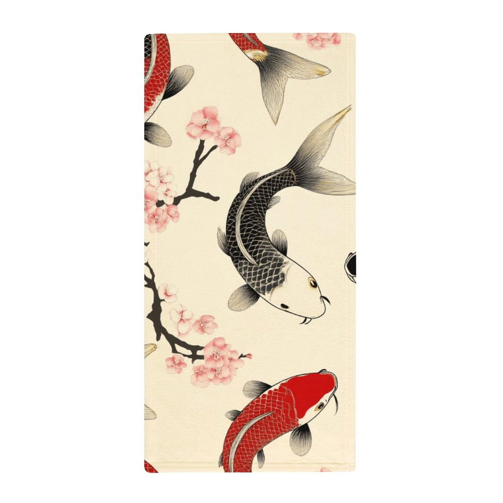 Anceky Super Absorbent Yoga Towels, Fish Carps Animals Wildlife Compact Quick-Dry Face Towels for Gym, Camp & Travel Essentials