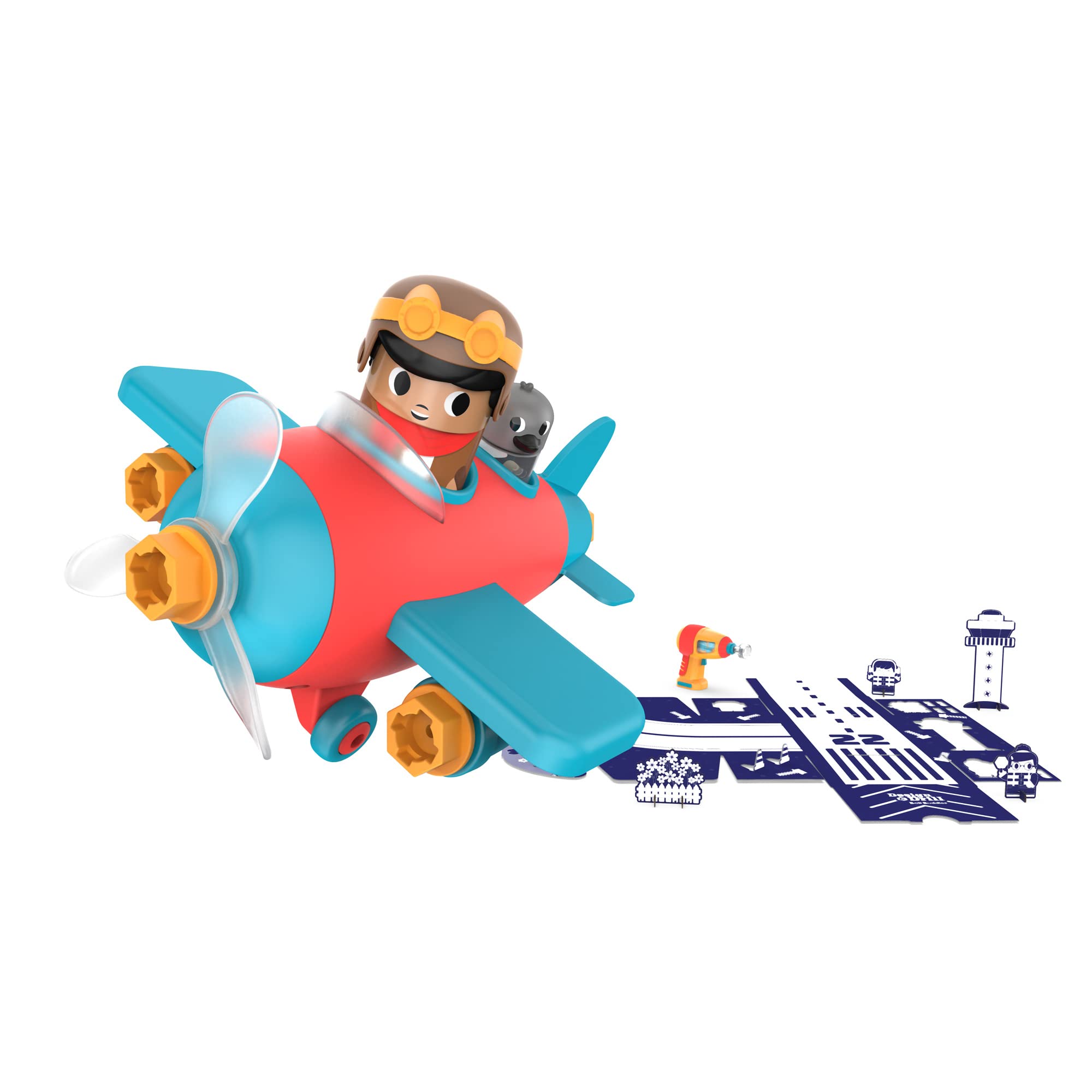 Learning Resources Avion Bolt Buddies Design & Drill, Jeu avec Un Avion et Une Figurine de Pilote, Jouet de Science et STEM, Cadeau pour Enfants, 3, 4, 5 Ans et Plus