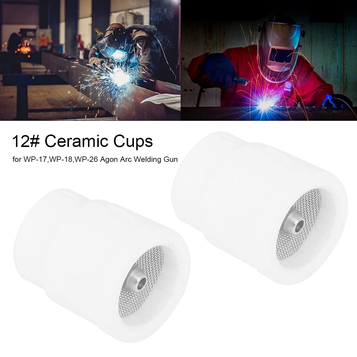 EATBALE 4Pcs Ceramic Welding Cup Set #12 White for TIG Welding Cup with Collets Collet Bodies for WP‑17/18/26 - Image 3