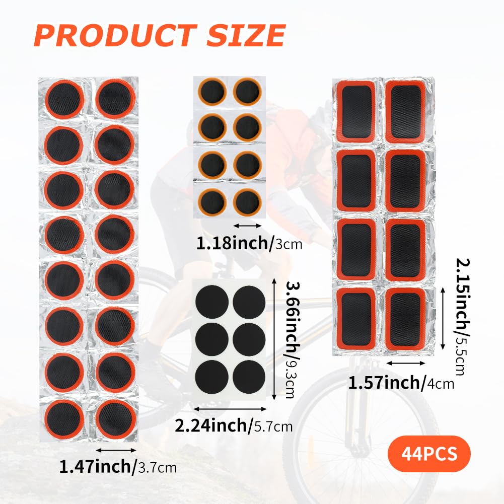 HOUSEEN Bike Tire Repair Kit, 44pcs Bycicle Inner Tube Puncture Patch Kits with 38pcs Patches and Metal Rasp for Mountain BMX MTB Ebike Scooter