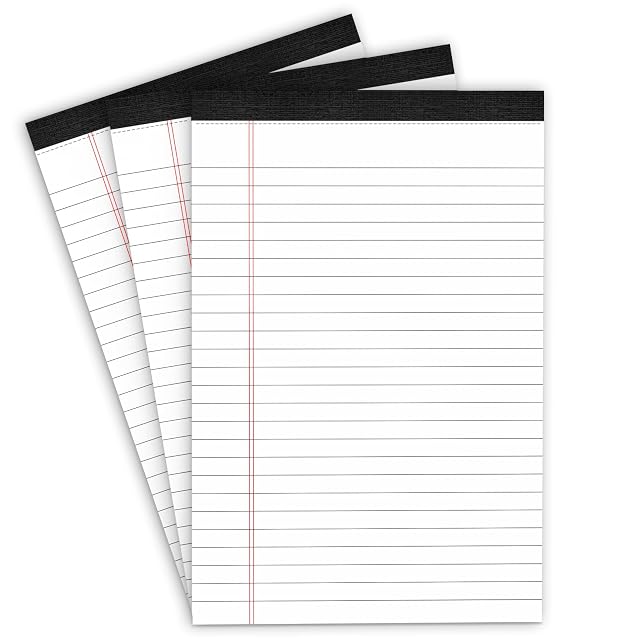 3 Pack Note Pads 5 x 8 Inch Small Notepad College Ruled Legal Pads White Lined Writing Pads