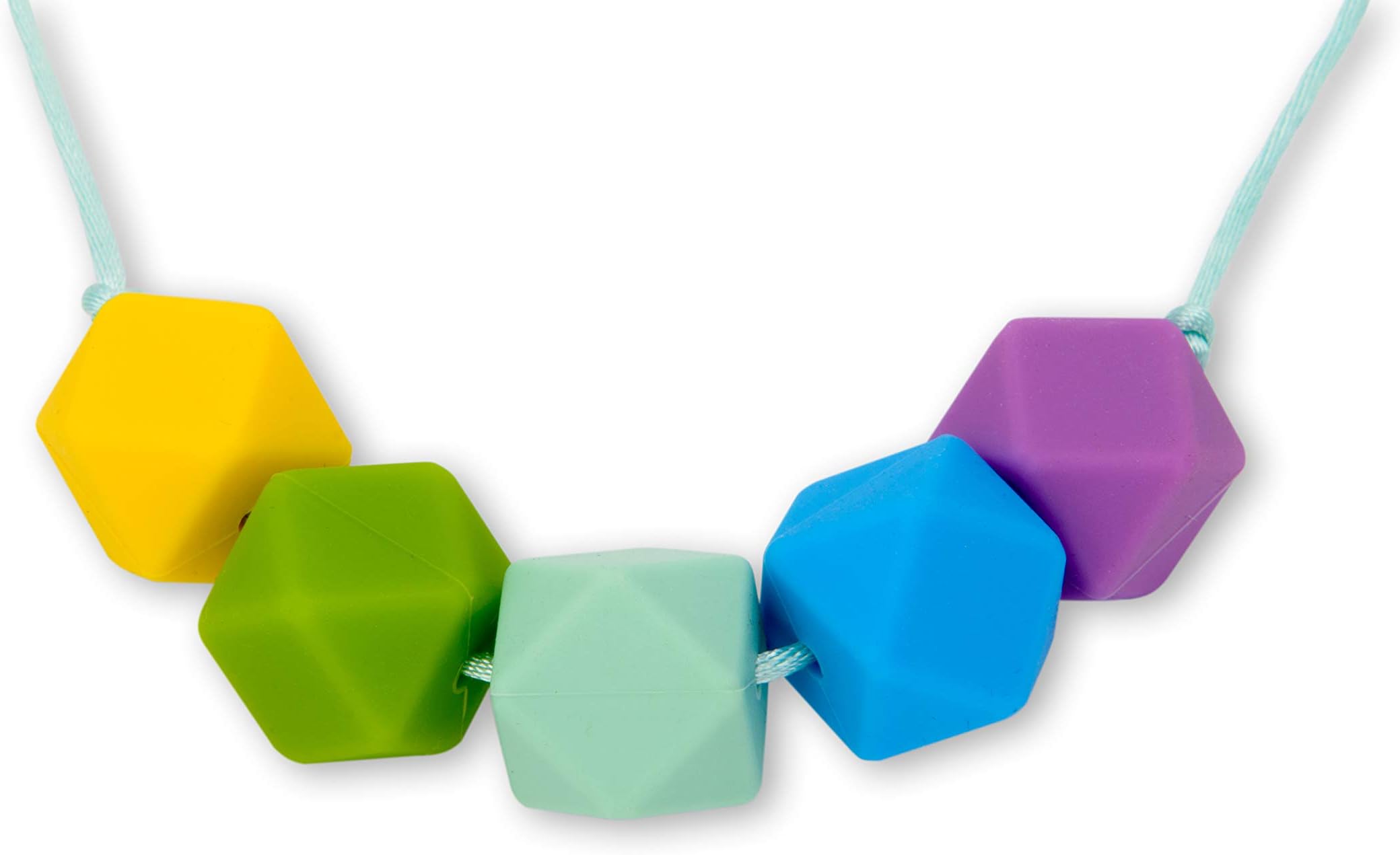 Colourful Silicone Teething Necklace Breastfeeding Baby Nursing Hexagon Beads BPA Free, Hand-Made by MilkMama