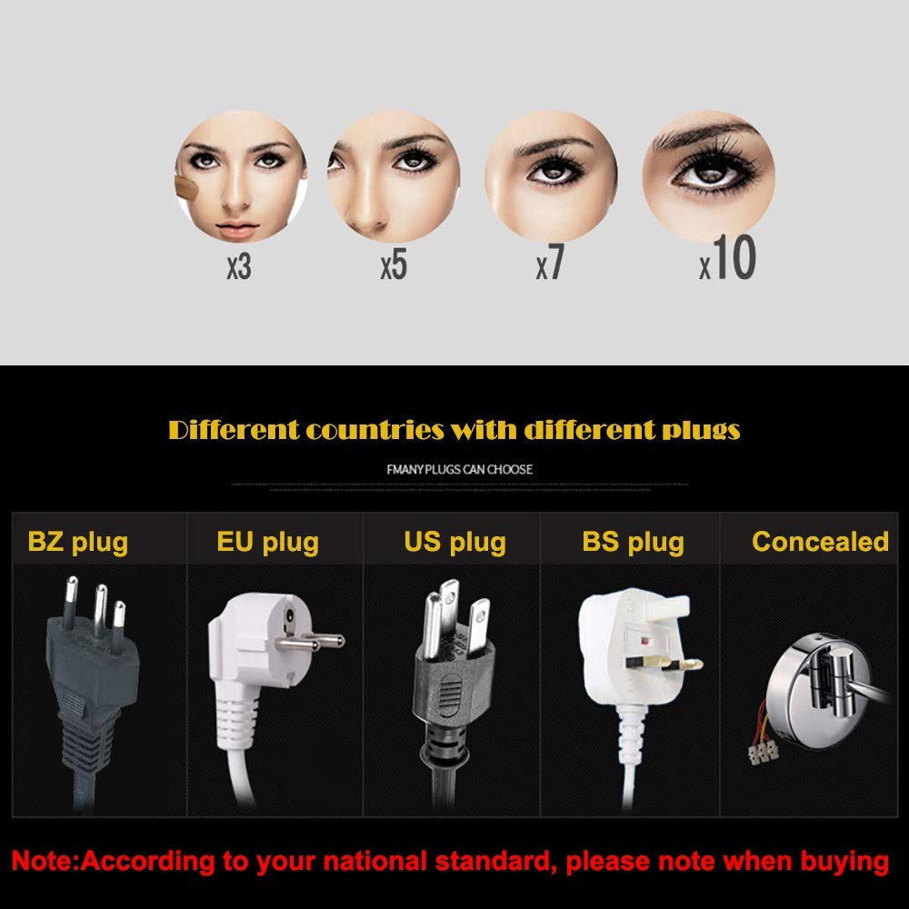 GuyAna Specchio cosmetico a Parete, Specchio da Bagno Pieghevole da Barba ingranditore Illuminato in Ottone Dorato a LED da 8,5 Pollici con luci, con Interruttore Elettrico, Decorazione 5