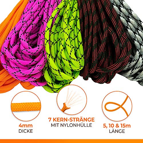 AMZoutdoor® Cordon de paracorde 550 de 4 mm - Corde paracorde - 7 brins - Équipement d'extérieur - Camping en plein air - Cordon paracorde pour collier de chien - Paracord (15 m, rose)