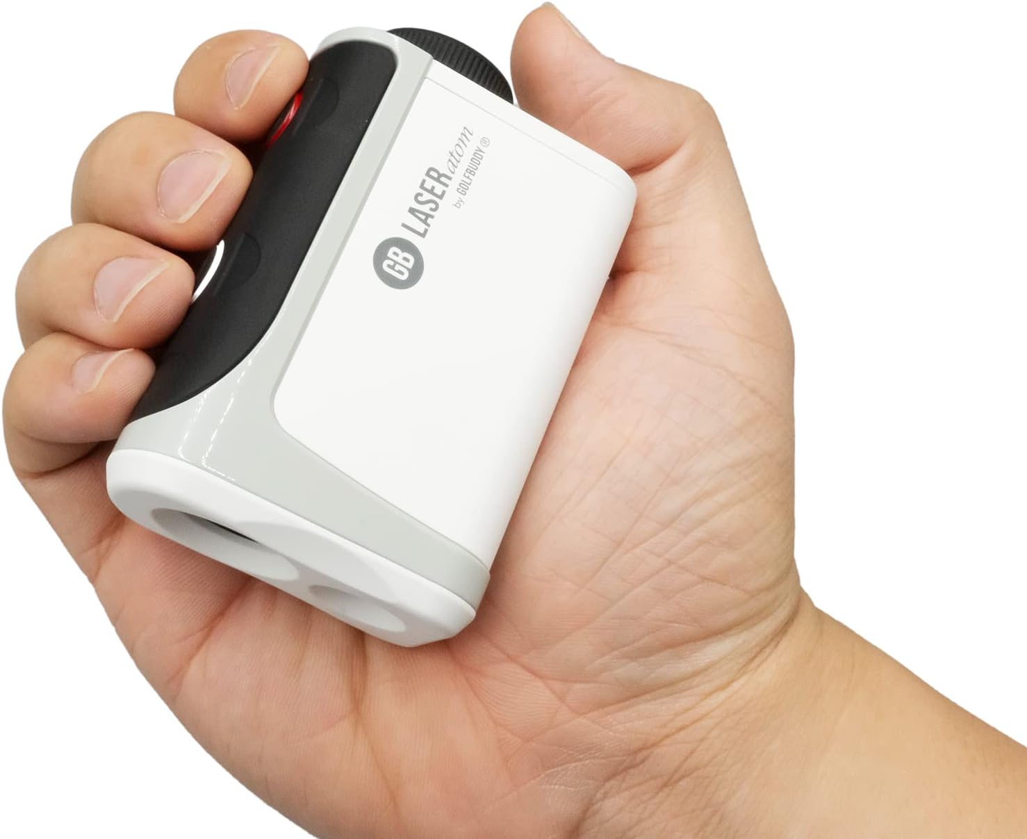 GOLFBUDDY Laser Atom, Sleeker Compact Design, Rechargeable Laser Rangefinder, Luxurious Leather Magnetic Case, Pin Finder with Vibration, 880 Yard Range Finder, Slope Adjusted Distance