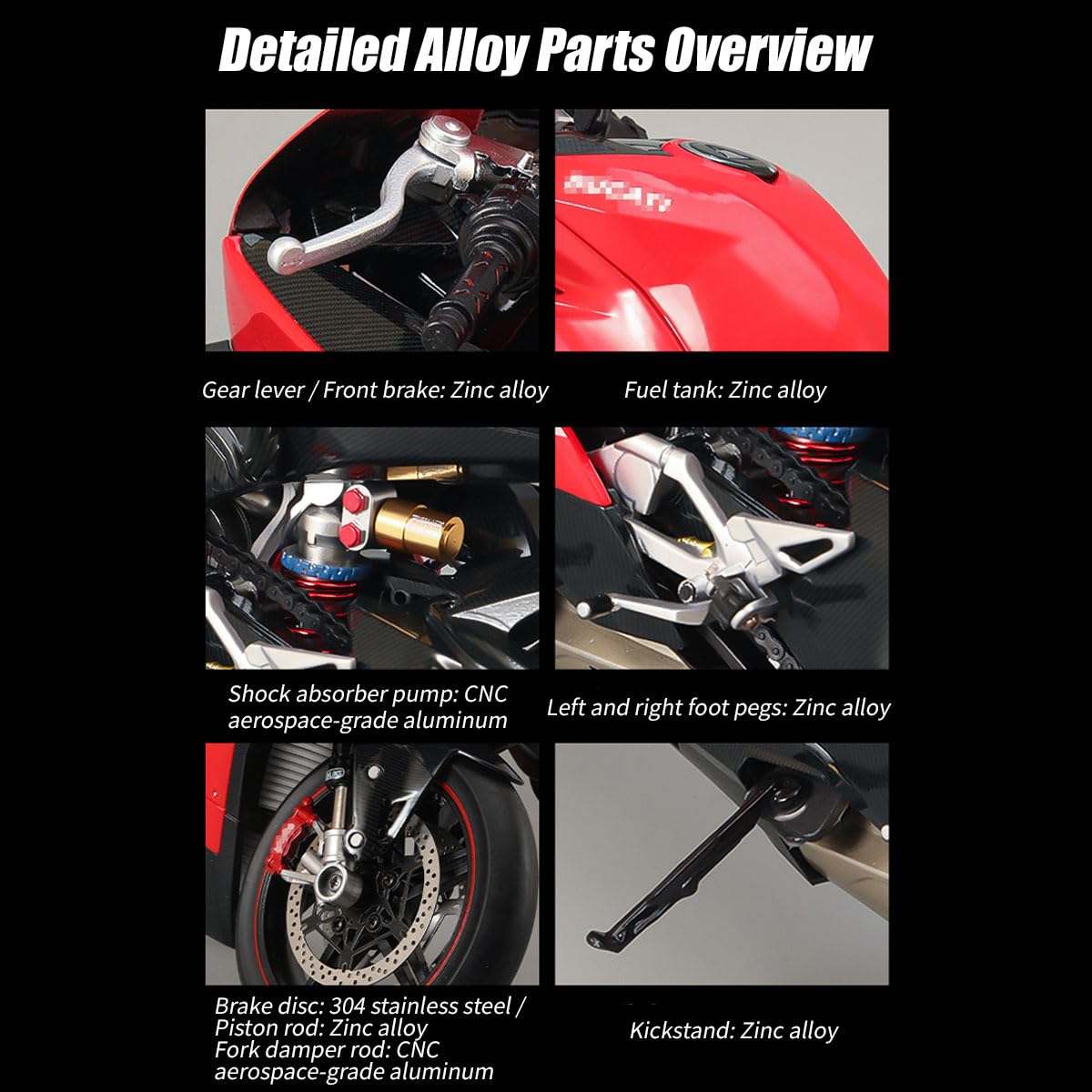 1:7 Maßstab Motorradmodell, Simulations Rennwagen mit Zündsystem & Rauchfunktion, Detaillierte Sportler Replika für Sammler and Fans(V4 Top Edition)