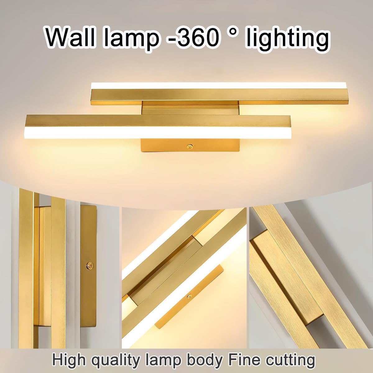 LED Lámpara De Pared Larga Lámparas De Pared Para Interior Regulable Luces De Pared Moderno Paralelo Lámpara De Techo Acrílico Para Dormitorio Salón Escalera Pasillo Comedor Cocina Oro 48cm