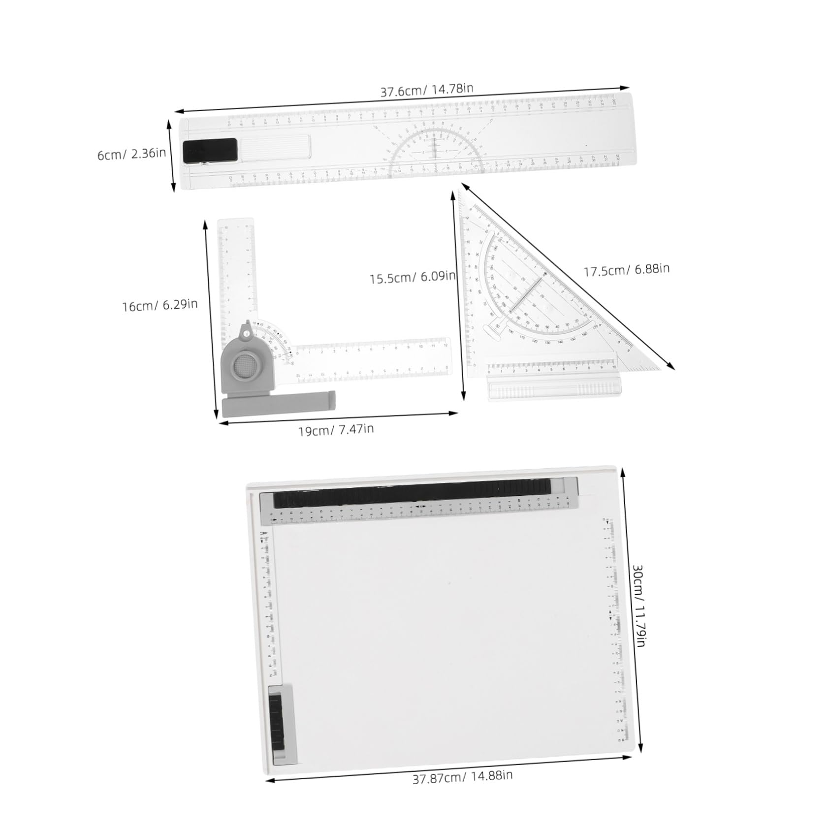 Tavoletta da Disegno A4 Professionale per Architettura, Set 1 | Plastica, Strumenti e Righelli Inclusi, Portatile e Leggera, Scale Precise per Uso Outdoor