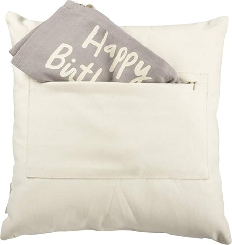 Miniatura 4 de Primitives by Kathy Almohada para decoración del hogar, 15 pulgadas de largo x 15 pulgadas de alto, amarillo claro, gris