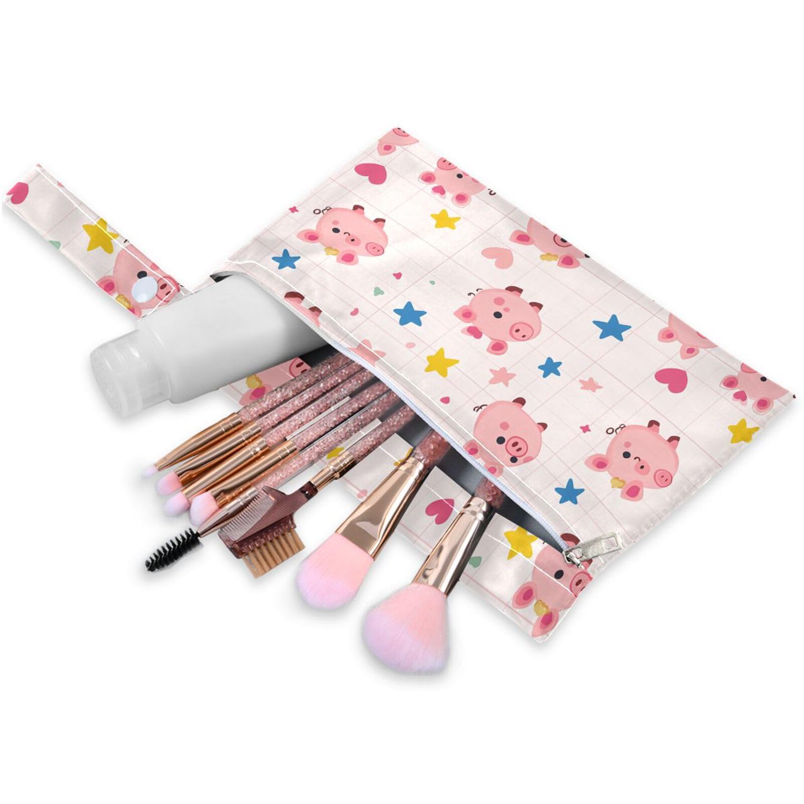 Coikll Wet Dry Bags for Cloth Diaper 2 Pack Waterproof Yoga Gym Bag for Swimsuit Wet Clothes Baby Items-?Cute Pigs?