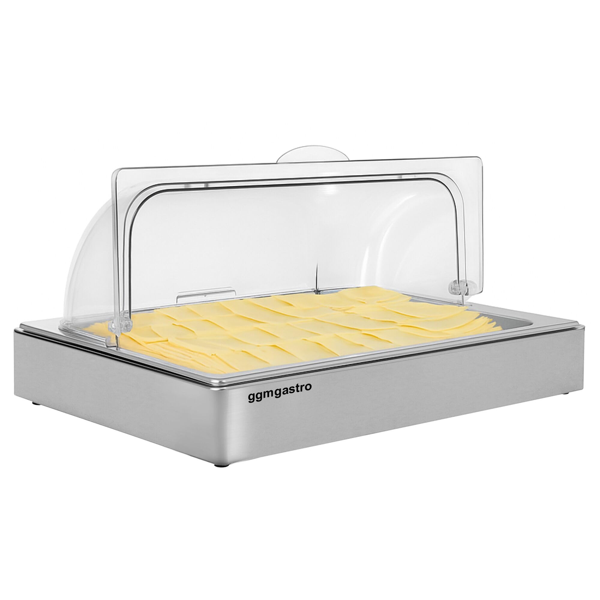 GGM Gastro Rolltop-Haube 1/1 GN 540x335x255 mm | Professionelle Lebensmittelpräsentation, inklusive Kühlfunktion, hygienisch, zeitsparende Reinigung, sofort einsatzbereit