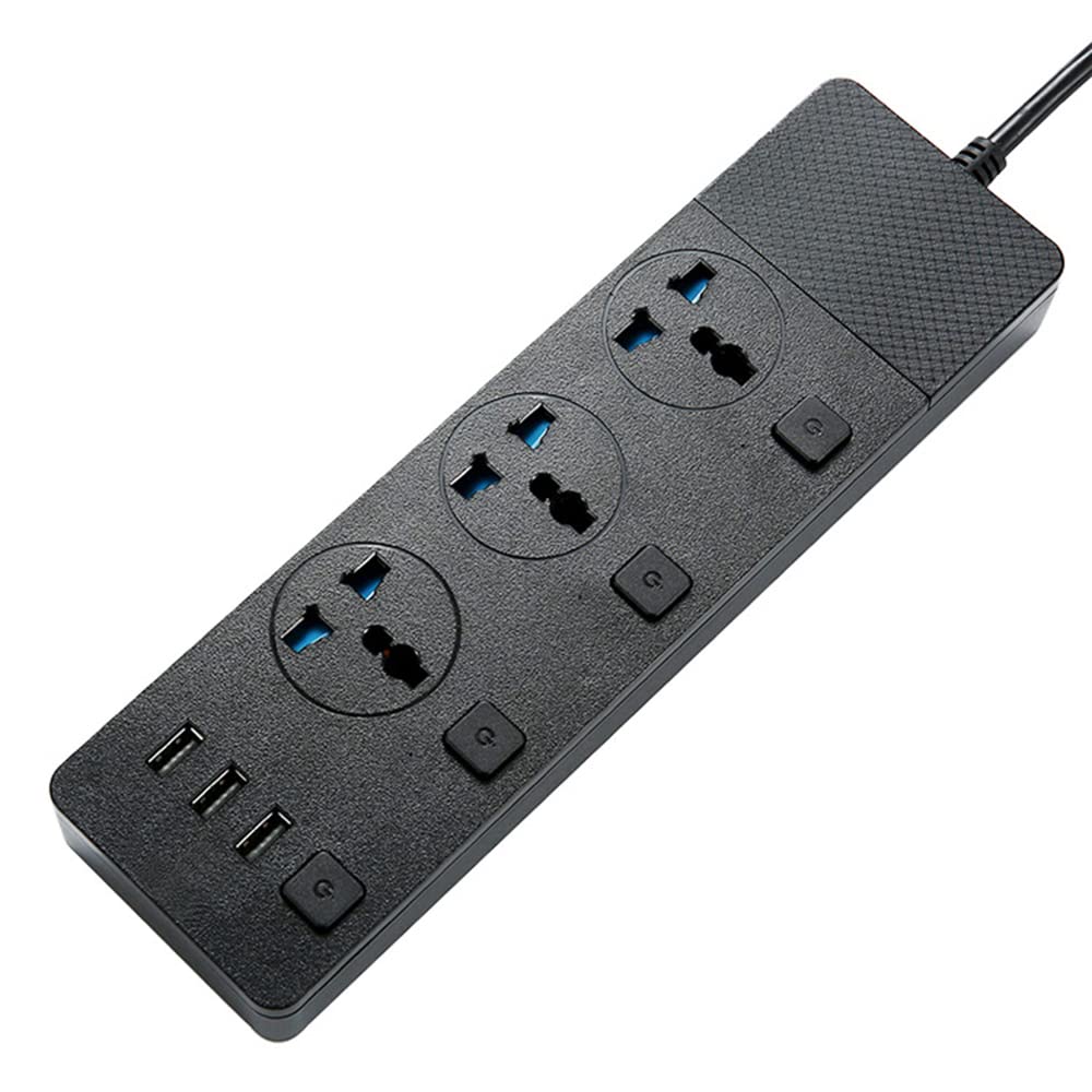 Listwa zasilająca ochrona przeciwprzepięciowa 3/6-kierunkowe uniwersalne gniazda przedłużające Gniazda ołowiowe Wtyczka USB 2 m Przełącznik przewodowy Migawka bezpiecznika (kolor: 3 gniazda 3USB, rozmiar: wtyczka brytyjska)