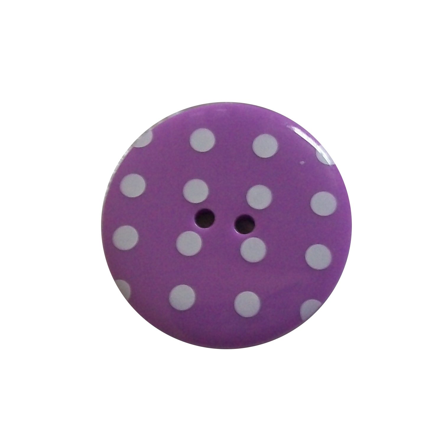 Push The Button Purple With White Round Plastic Polka Dot Spot 2 Hole Buttons Pack Of 5 (34Mm, )