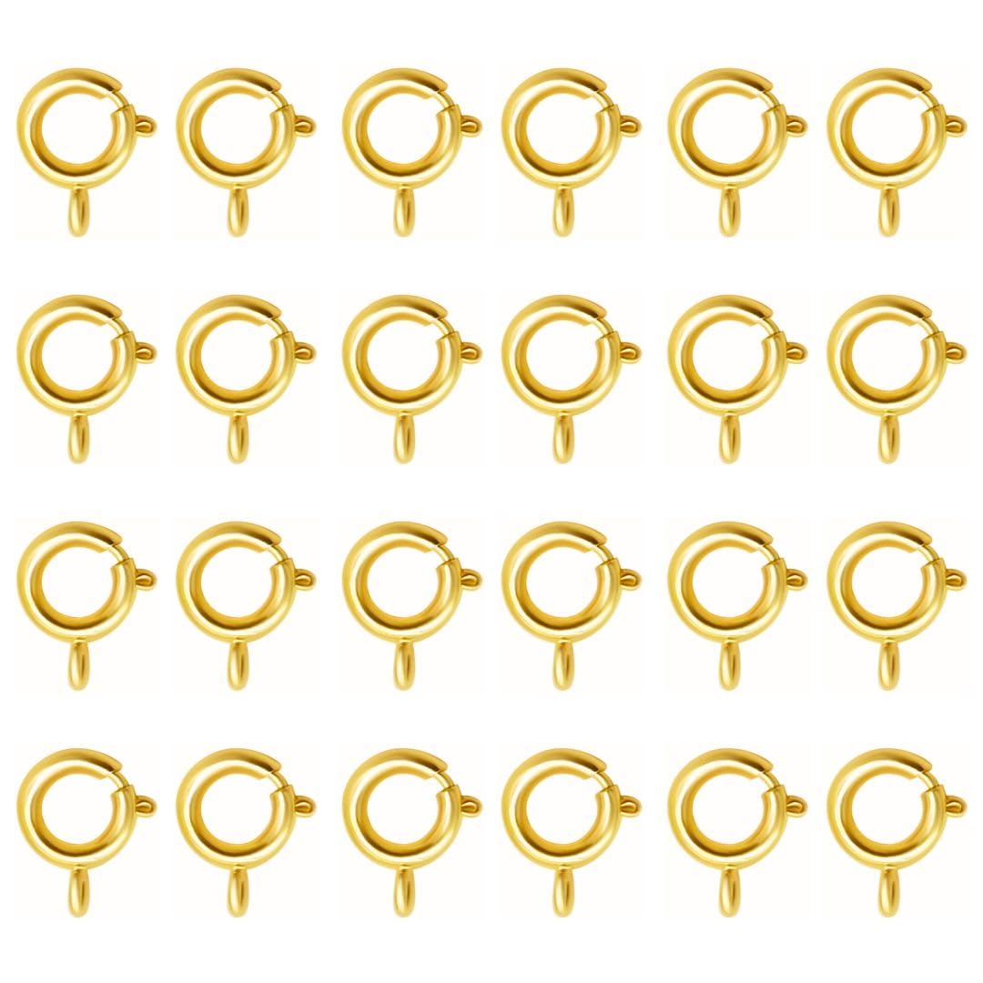 SATRA TRADERS Open Spring Ring Round Clasp for Jewelry Making – Round Necklace & Bracelet Connector Hooks | Qty : 25pcs | BF34 (Golden-13mm)-image-3