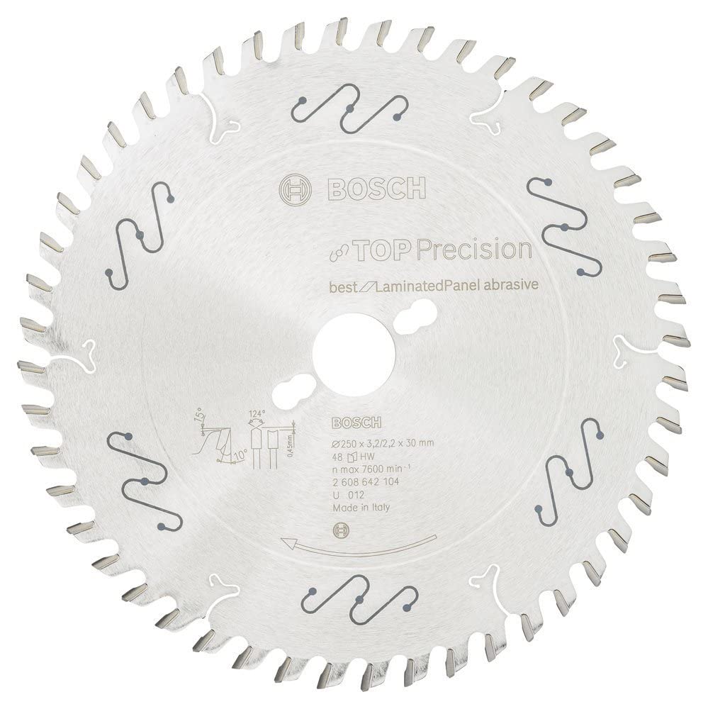 Bosch 2 608 642 104 - Hoja de sierra circular Top Precision Best for Laminated Panel Abrasive - 250 x 30 x 3,2 mm, 48 (pack de 1)