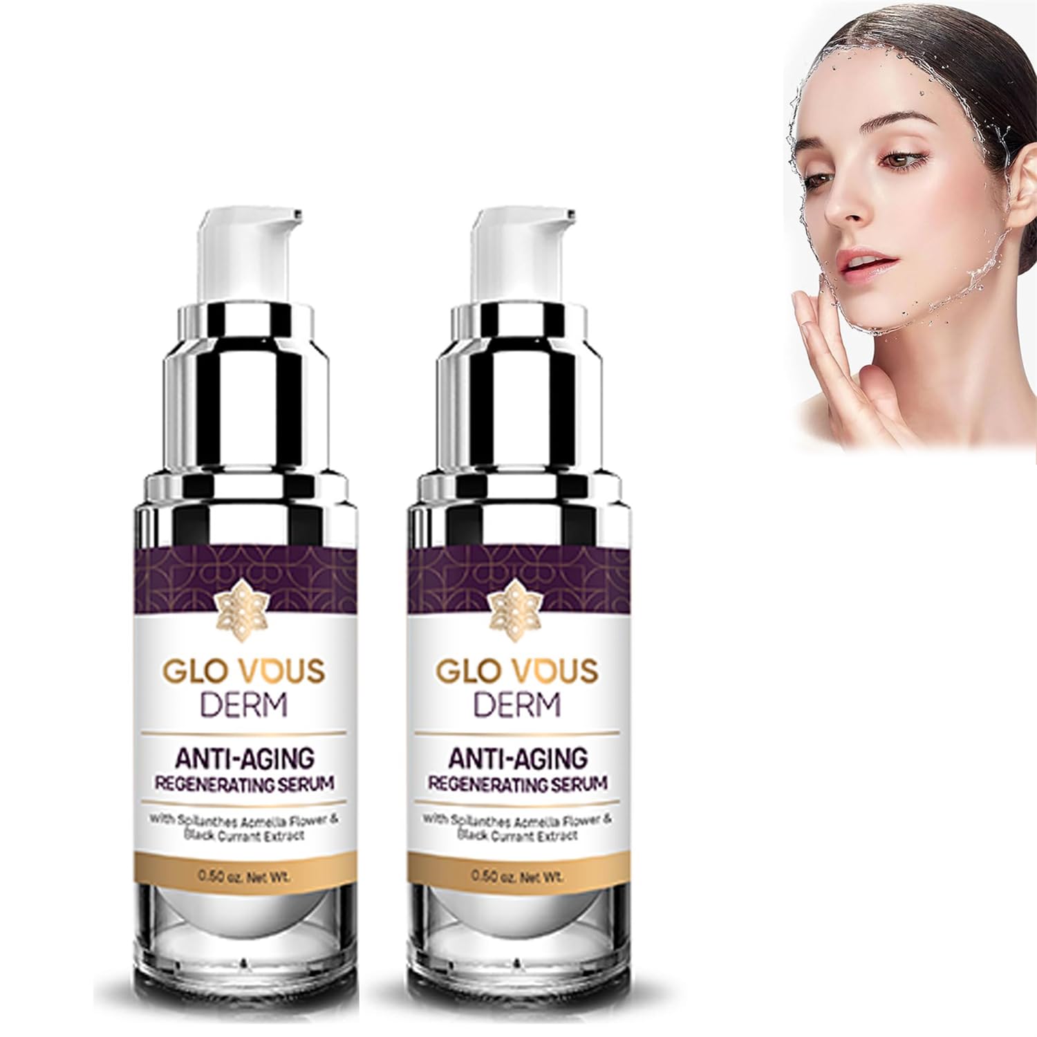 Glo Vous Derm Luxe Anti Aging Serum, Glo Vous Derm Luxe Serum, Anti Wrinkle Serum, Cream Serum for Smoothing Fine Lines and Skin Brightening, The Peptide-Rich Wrinkle Serum For All Skin Types (2Pcs)