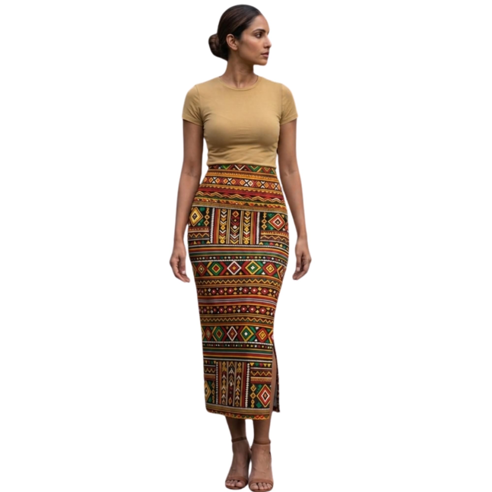 thematic prints Women's Printed Pencil Skirt – Gale Inspire Heritage Print | Ankle Length Bodycon | Elastic Waist | Stretchable | Wrinkle Free | Side Slit-picture-13