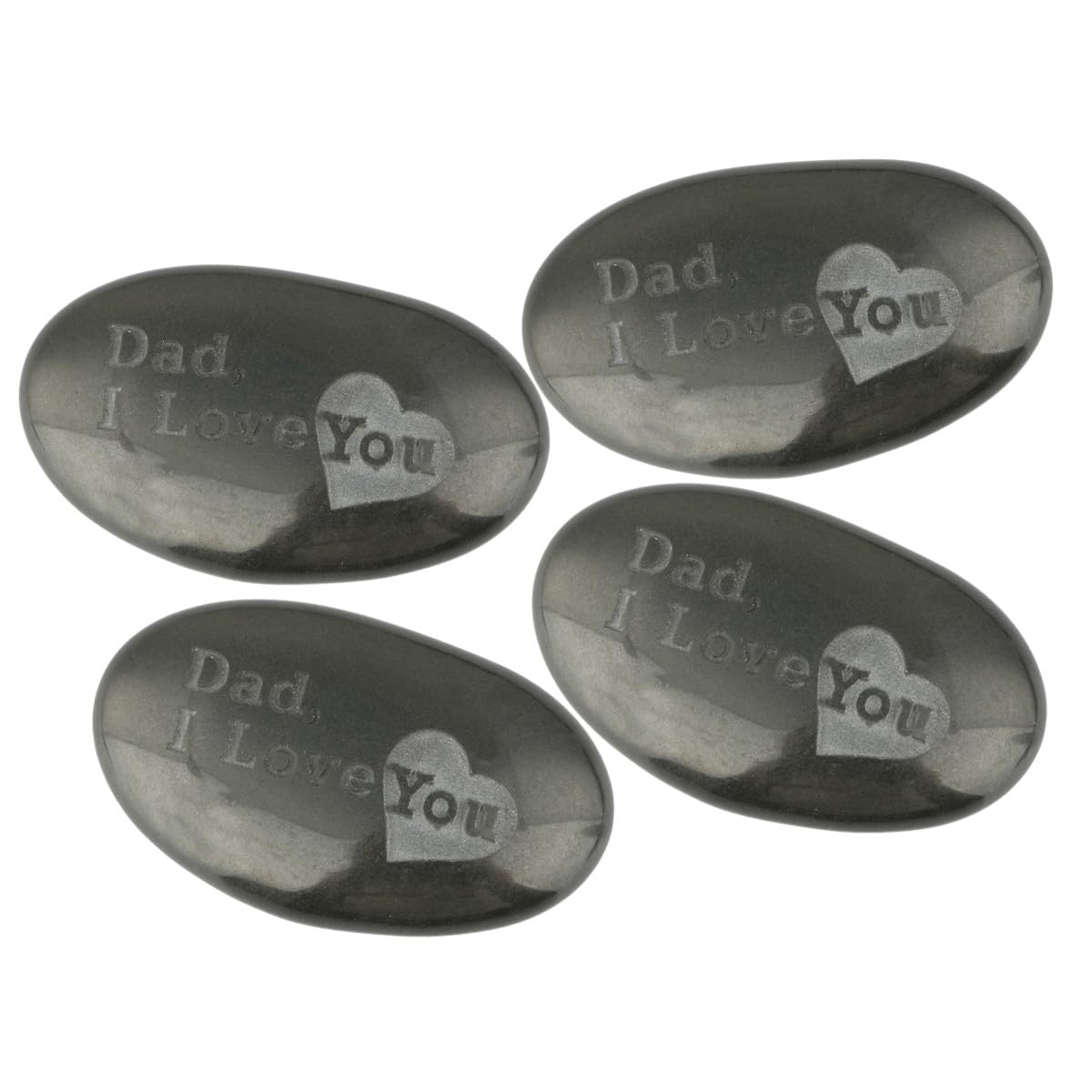 mookaitedecor 4pcs Small Natural Black Stone with Words ‘Dad I Love You’ Pocket Stone for Grief Small Memorial Ornaments Stone Engraved Stones for Grave Love Message for Dad Condolence Sympathy Gift