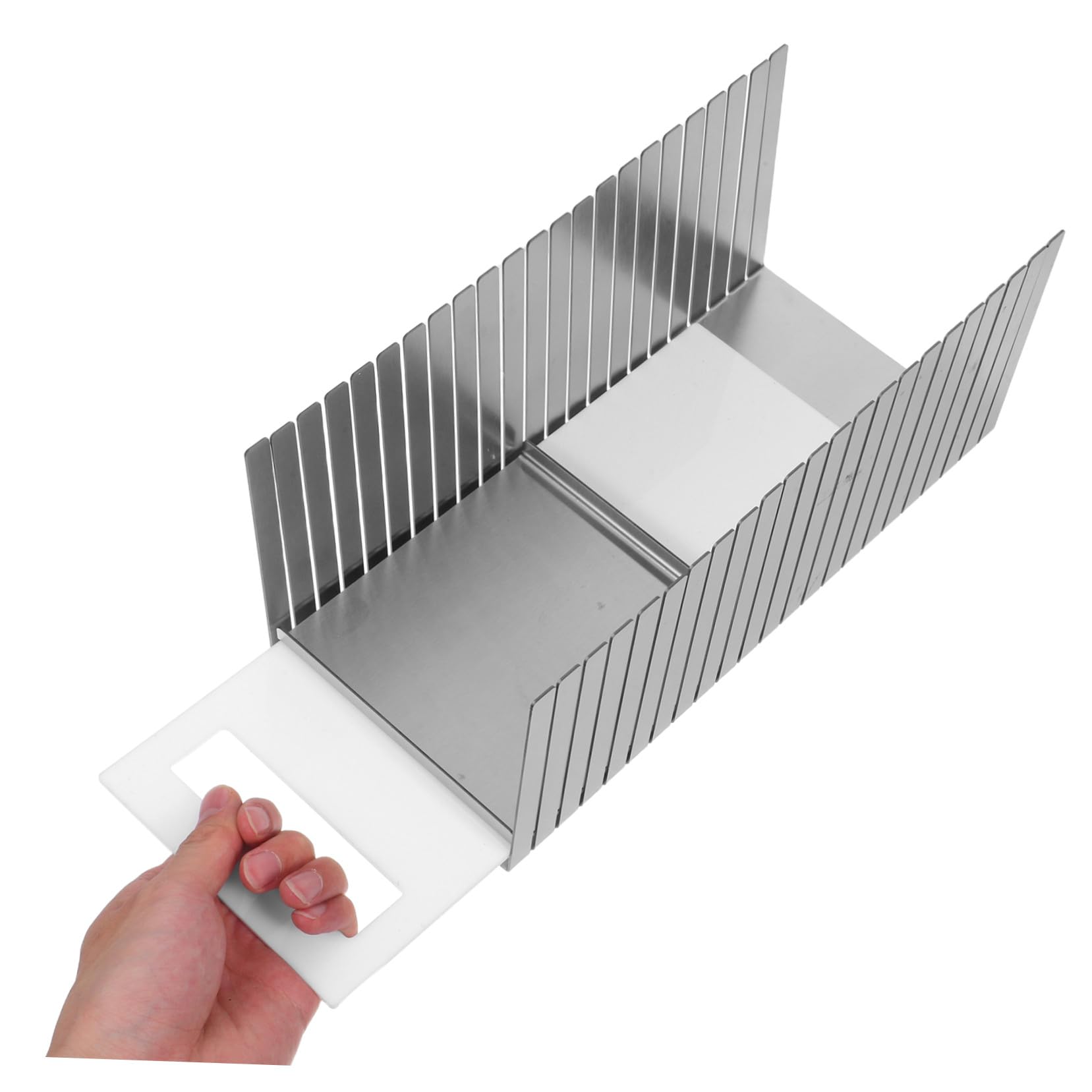TOYANDONA Cortadora de Pan de Acero Inoxidable Ajustable con Bandeja para Migas Guía para Rebanar Tostadas Pan Casero Bizcochos y Bollos Herramienta Profesional para Cocina y Panadería