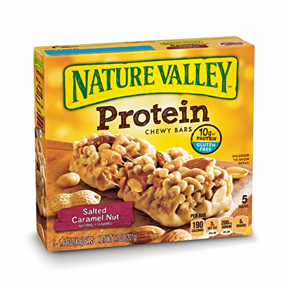 Nature Valley, Protein, Salted Caramel Nut Chewy Bar, 7.1oz Box (Pack of 4)