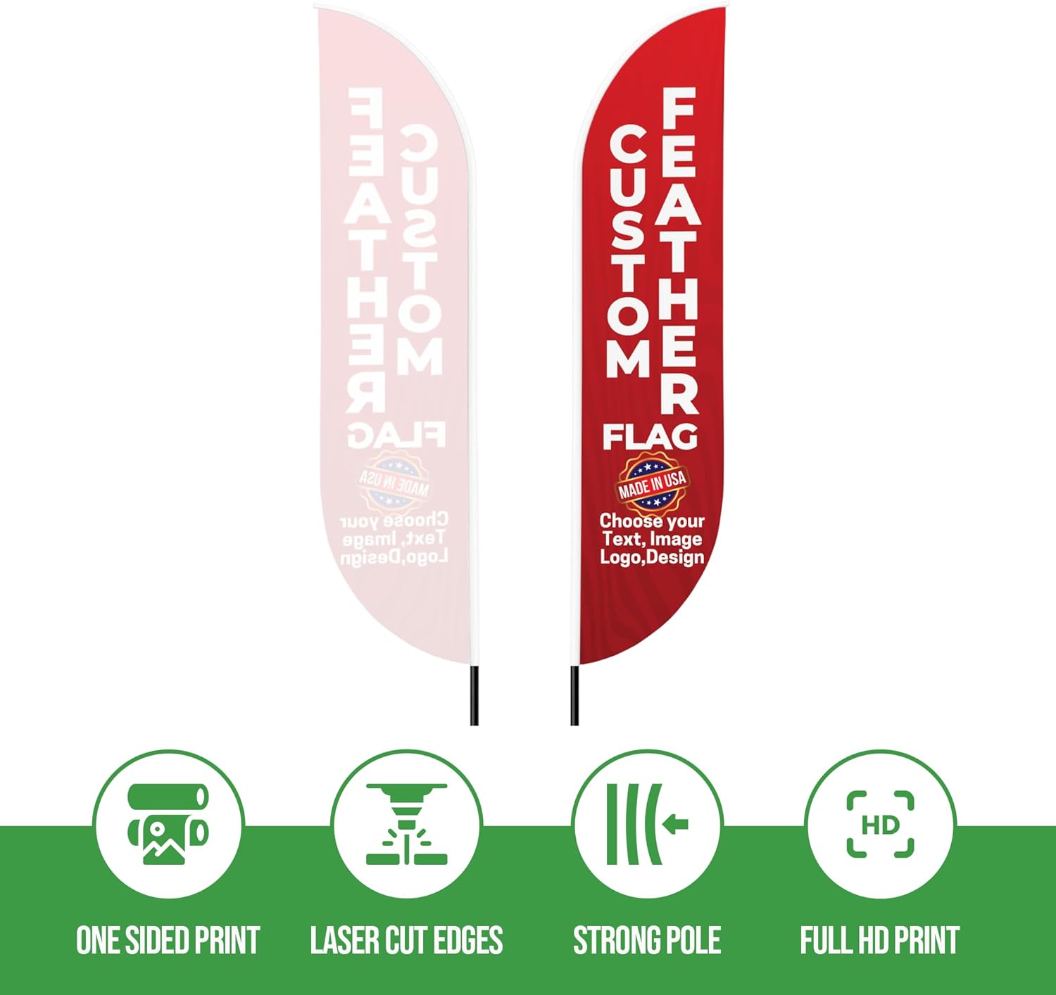 Custom Feather Flag by BCB Print - Personalized Outdoor Flag with Your Photo, Text or Logo | Optional 8.2ft Pole & Crossbase | Custom Swooper Flag | Fast Delivery | Made in USA | 8.2x1.6ft - Image 6