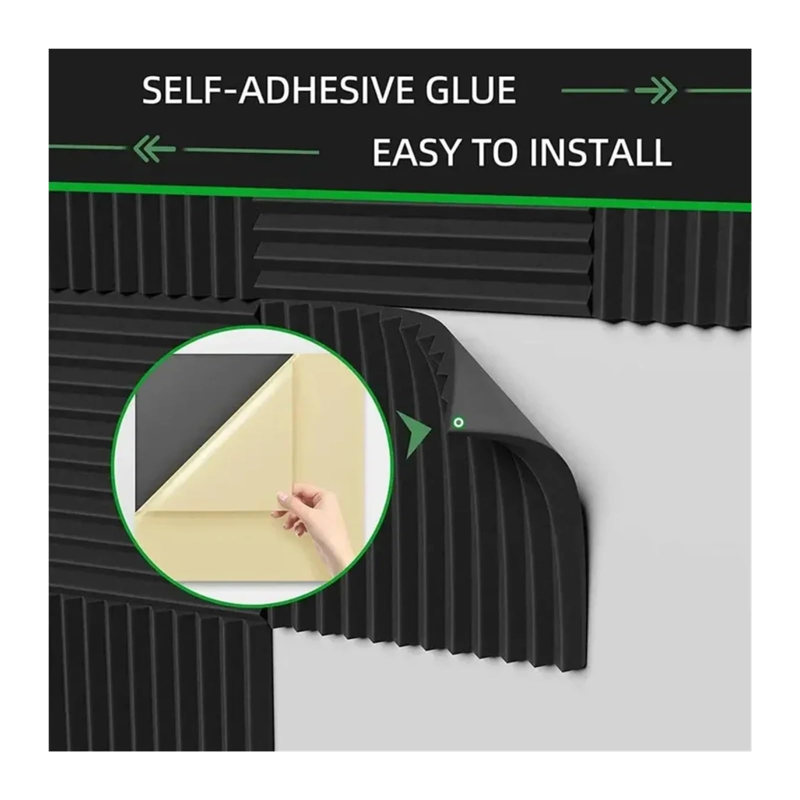 Paneles Acusticos 12/24Pcs Self-Adhesive Studio Acoustic Foam Panels High Density Soundproof Wall for Gaming Room Home 30x30x2.5cm(Black and Gray,24pcs)