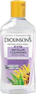 Dickinson's Hamamelis limpiador micelar, un removedor de maquillaje todo en 1, refinador de poros, limpiador de piel y tónico; sin alcohol con aloe, para pieles sensibles, 16 onzas