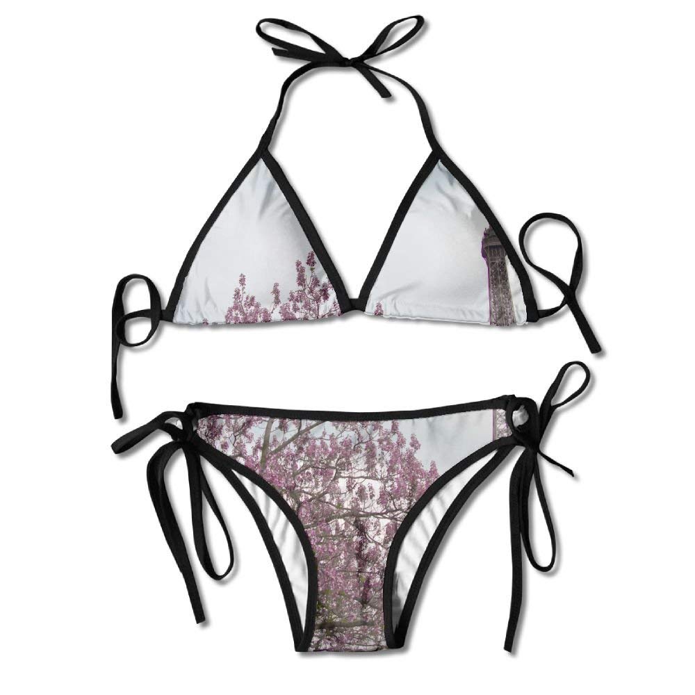 Speed Paris Tower Women's Tie Side Bottom Bikini Suits Two Pieces Swimwear