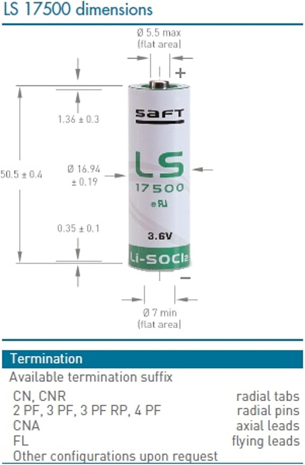 4x SAFT LS17500 A 3.6V Lithium (Li-SOCl2) Battery For Fleet Monitoring, Tracking Devices for Hunting Dogs, Carbon Monoxide Detectors, Intrusion Sensors, Invisible Fencing,Smart Utility Metering