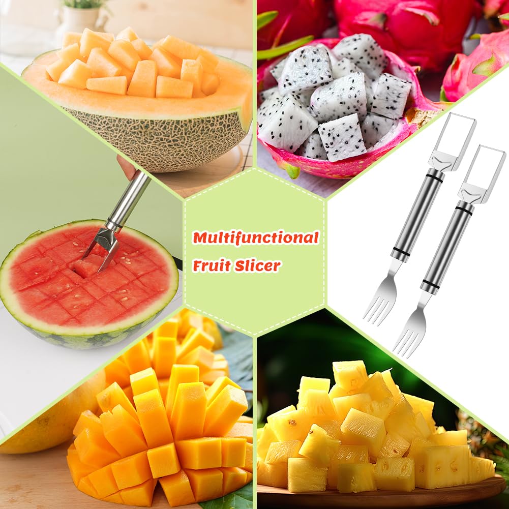 Coupe Fruits 2 en 1 Acier Inoxydable Cuillère à Melon Outil Double Tête OSDUE