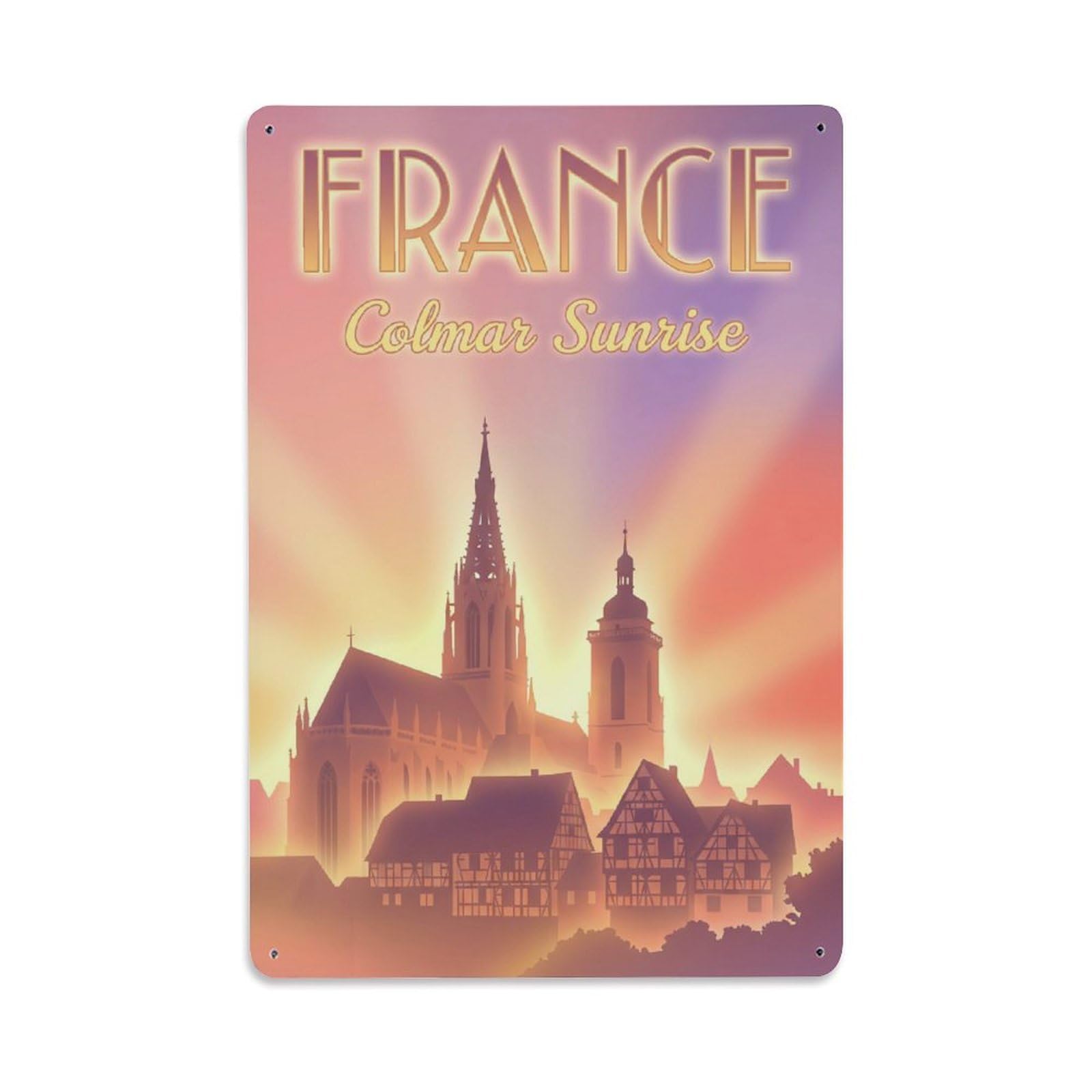 Gead 8X12inch Style Vintage Travel France Sunrise Metal Tin Sign