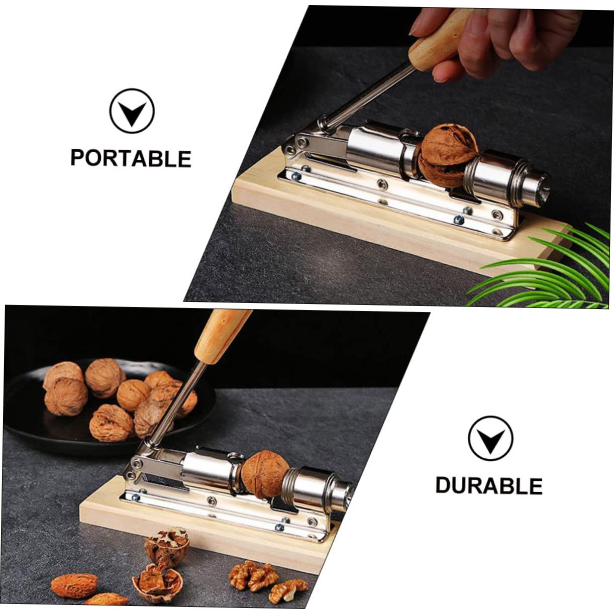Casse-Noix Mécanique en Acier Inoxydable et Bois 1 Pièce
