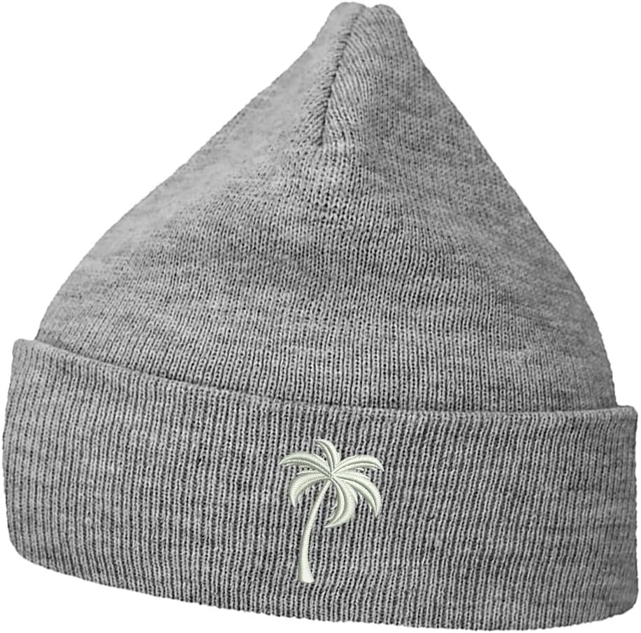 Mens Beanie Knit Hats Palm Tree 1 Embroidered Unisex Casual Beanies Hats for Winter