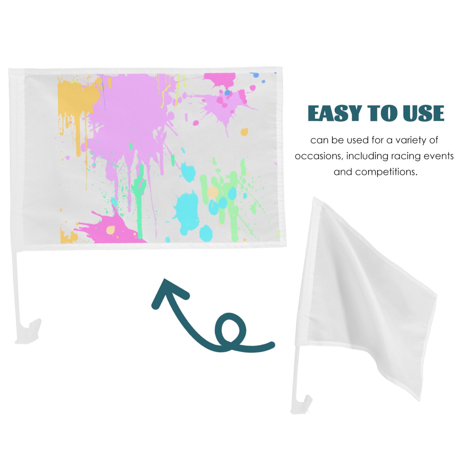 4x Weiße Auto-Fensterflaggen - DIY Bemalbare Flaggen