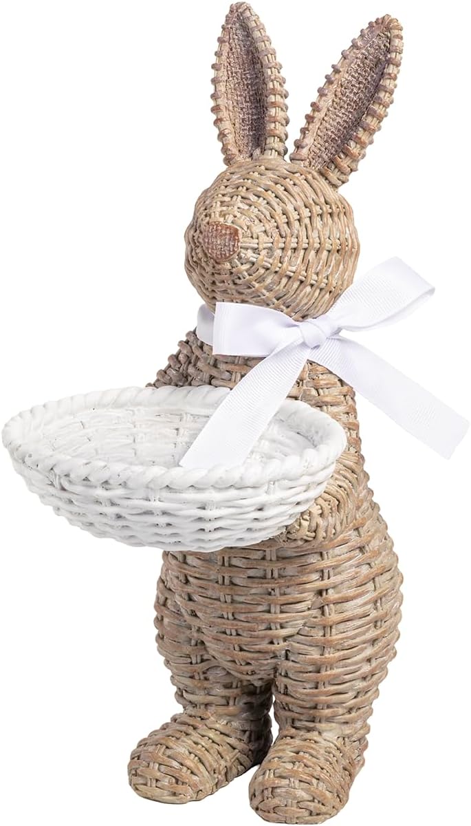 Mud Pie Easter Woven Resin Bunny Tray Sitter