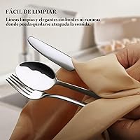 Vista 5 de KINGSTONE - Juego de 40 piezas de cubiertos, juego de cubertería para 8, juego de cubiertos de acero inoxidable 18/10 con pulido tipo espejo, diseño