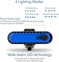 Vista 5 de Paquete de 2 luces traseras azules para bicicleta, luces traseras de bicicleta recargables por USB, ultra brillantes, luz trasera LED de alta