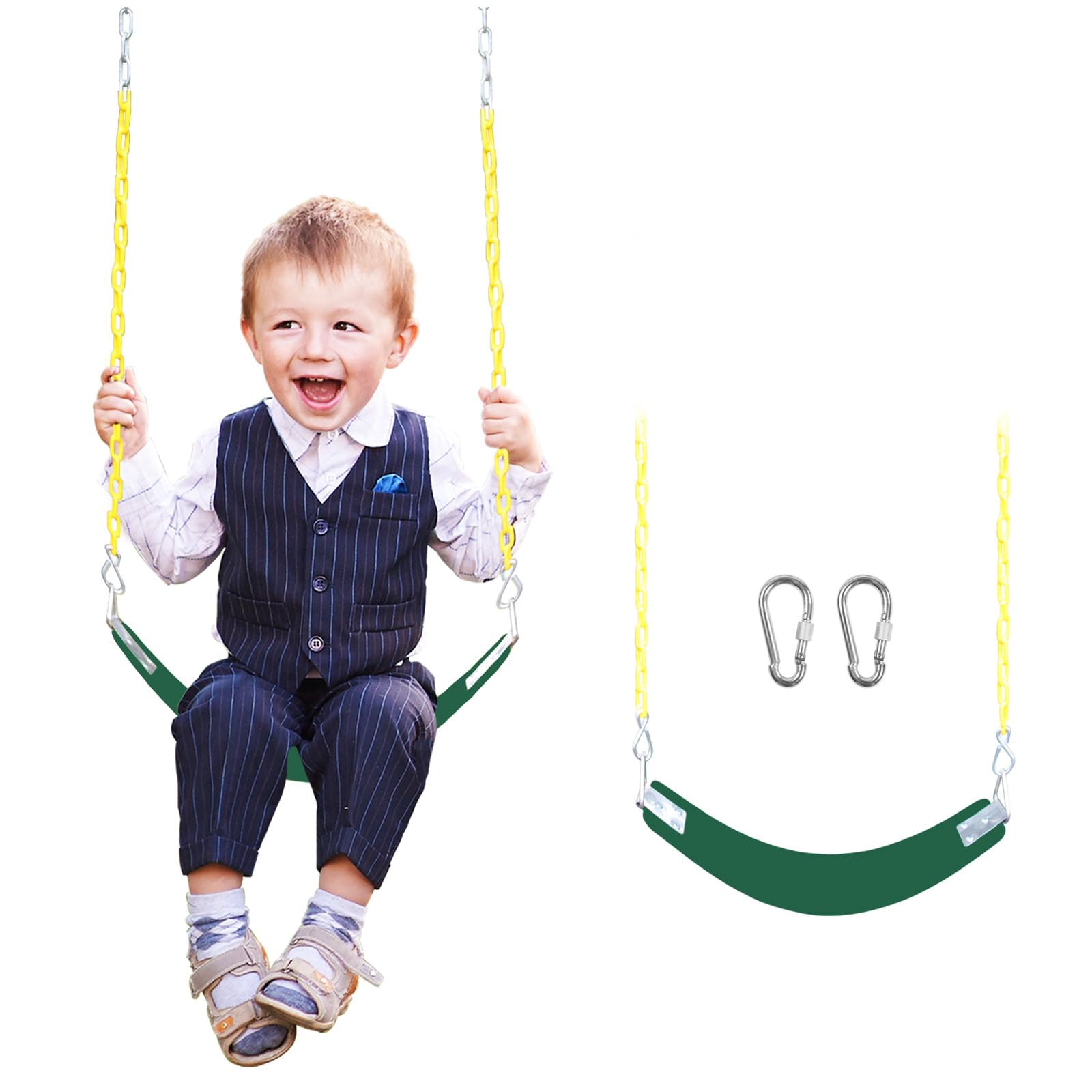 Juego de columpios para niños con columpio de cadena para adultos con anillo de ángulo de inclinación mental de acero inoxidable, adecuado para jugar en el patio trasero familiar (AB010002-6)